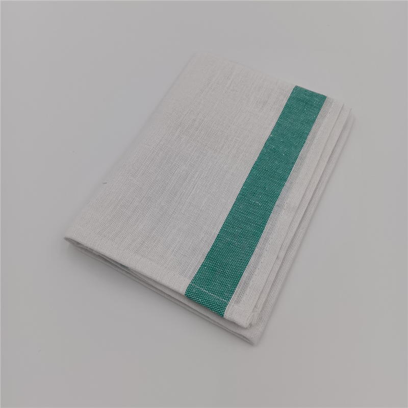 アベイチ 綿麻ふきん ライン柄(緑) 包装なし CC2501-50 50枚/箱（ご注文単位1箱）【直送品】