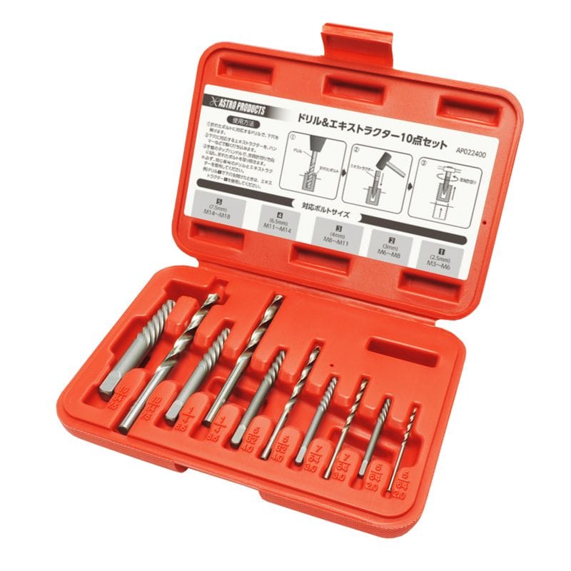 ワールドツール アストロプロダクツ AP ドリル&エキストラクターセット (10点組) 2002000024008(ご注文単位1セット)【直送品】