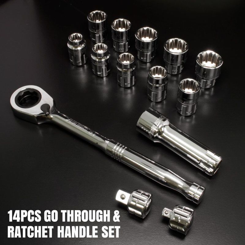 ワールドツール アストロプロダクツ AP ゴースルー ソケット&ラチェットハンドルセット (14点組) 2002000026828(ご注文単位1個)【直送品】