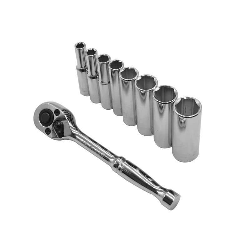 ワールドツール アストロプロダクツ AP 1/4DR ラチェットセット ディープ ミリ (9点組) TS290 2002000032904（ご注文単位1セット）【直送品】