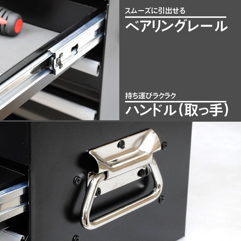 ワールドツール アストロプロダクツ AP ツールボックス 3段 ブラック TB756 2003000007565（ご注文単位1個）【直送品】