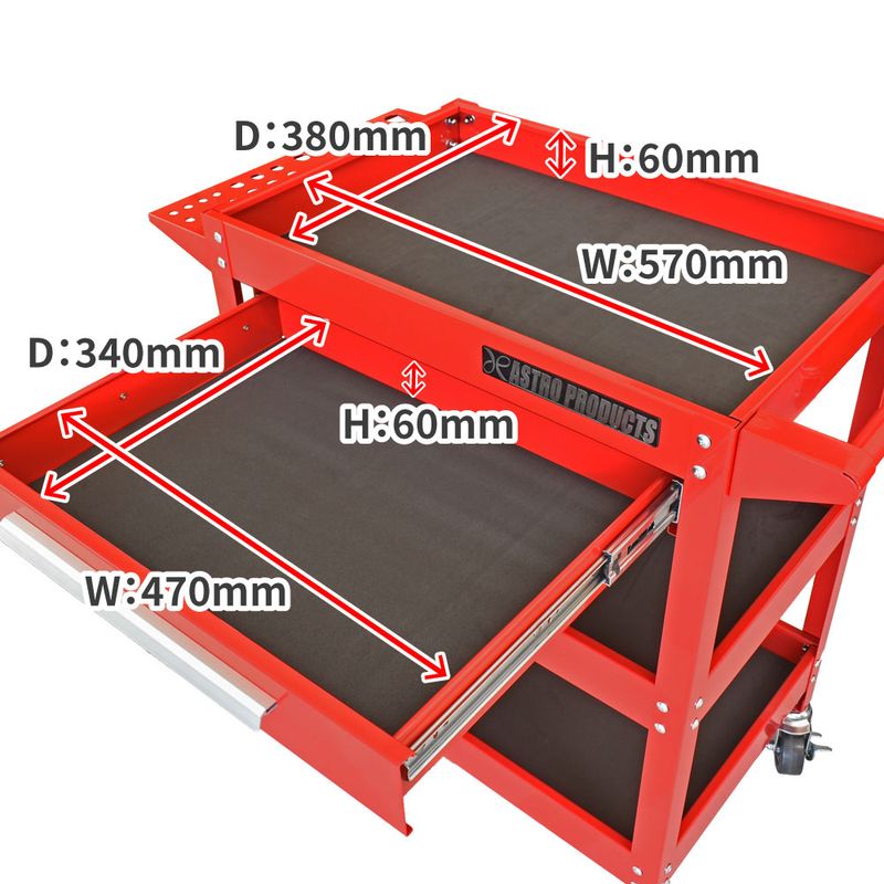 ワールドツール アストロプロダクツ AP ツールワゴン 3段 レッド 引出付 TW829 2003000008296(ご注文単位1個)【直送品】
