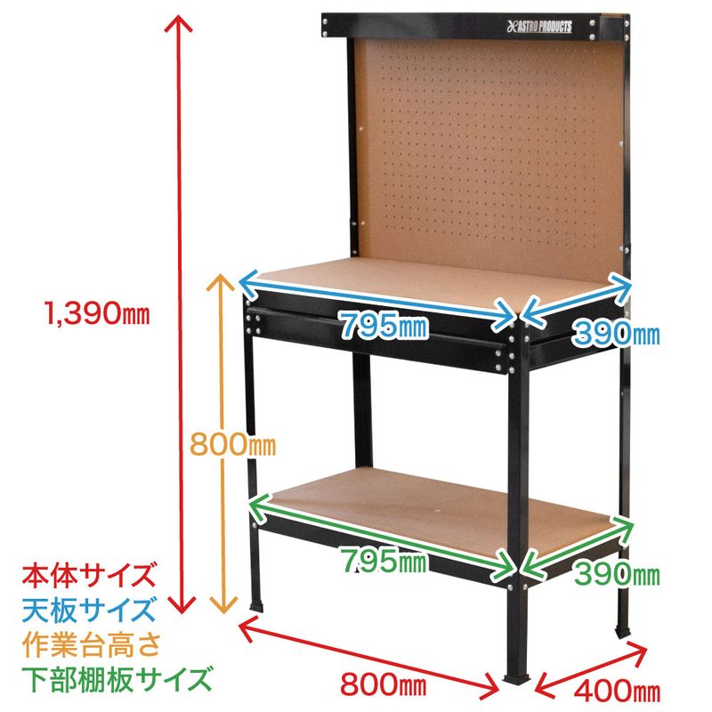 ワールドツール アストロプロダクツ AP ライトワークベンチ 800mm ブラック 2003000010626(ご注文単位1個)【直送品】