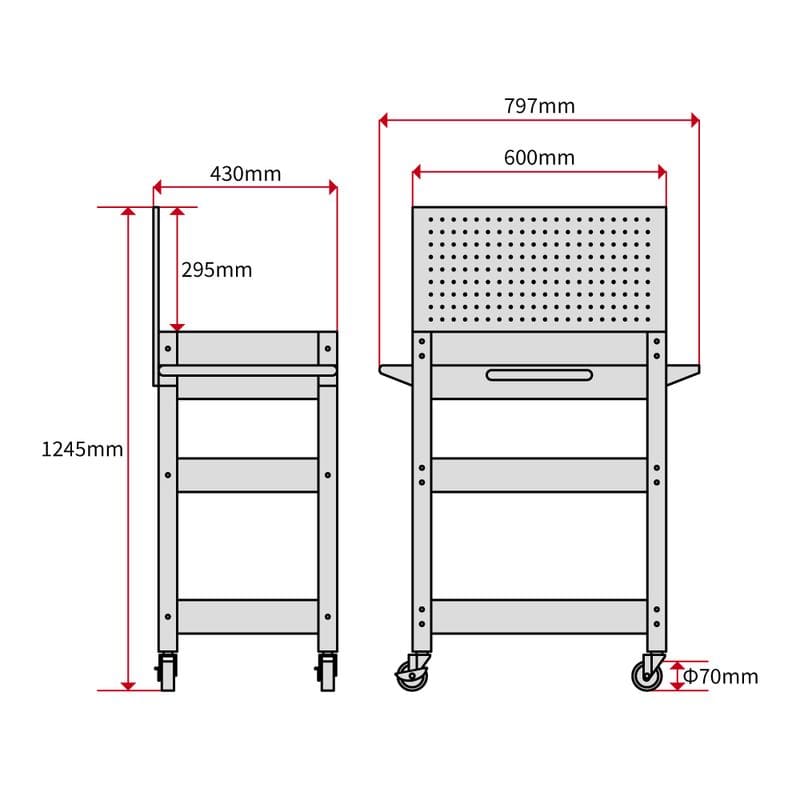 ワールドツール アストロプロダクツ AP ツールワゴン 3段 引出&パネル付 ブラック TW098 2003000010985(ご注文単位1個)【直送品】