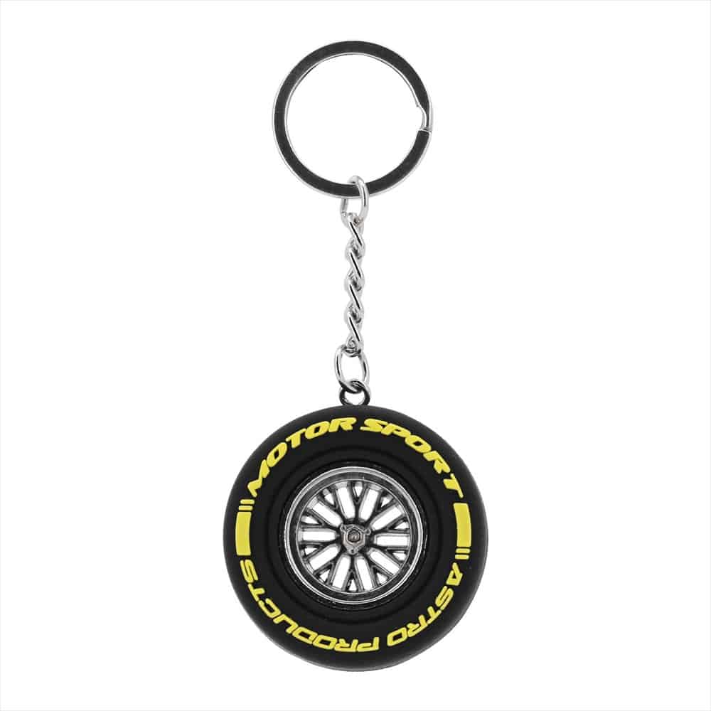 ワールドツール AP レーシングタイヤキーホルダー イエロー 1個（ご注文単位1個）【直送品】