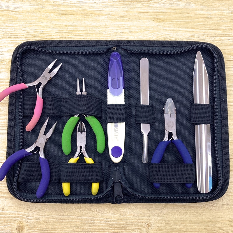 ミニプライヤー8点セット(黒色ポーチ) PLMN08 1セット(ご注文単位1セット)【直送品】