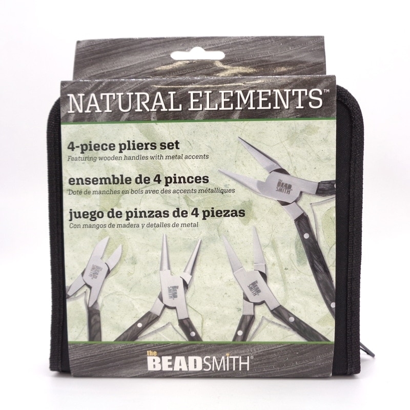 プライヤー4点セット(木製グリップ・ブラック) PL438-SET 1セット（ご注文単位1セット）【直送品】