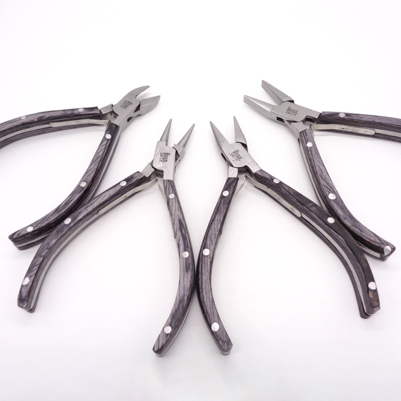 プライヤー4点セット(木製グリップ・ブラック) PL438-SET 1セット(ご注文単位1セット)【直送品】