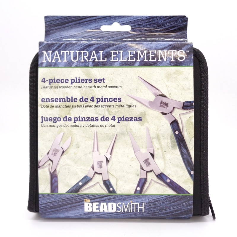 プライヤー4点セット(木製グリップ・ブルー) PL439-SET 1セット（ご注文単位1セット）【直送品】