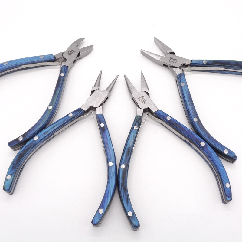 プライヤー4点セット(木製グリップ・ブルー) PL439-SET 1セット(ご注文単位1セット)【直送品】