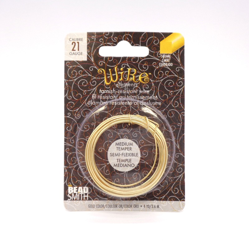 ターニッシュワイヤー(角線) ゴールド色 21ゲージ 4ヤード(約3.6m) 1巻（ご注文単位1巻）【直送品】
