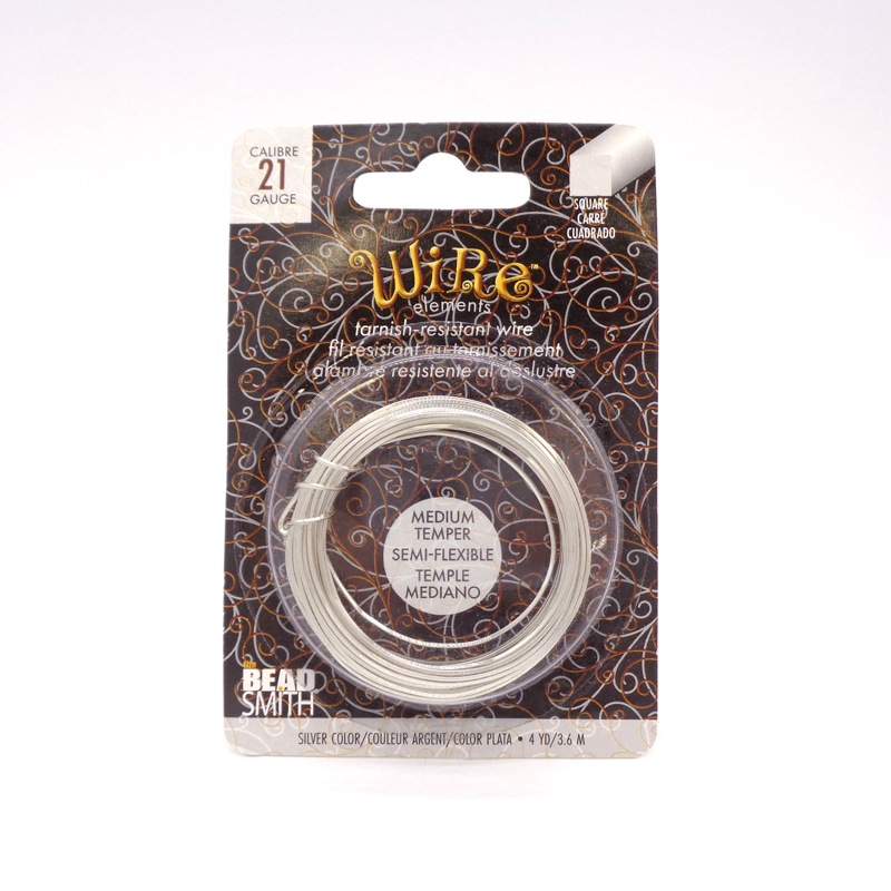 ターニッシュワイヤー(角線) シルバー色 21ゲージ 4ヤード(約3.6m) 1巻（ご注文単位1巻）【直送品】