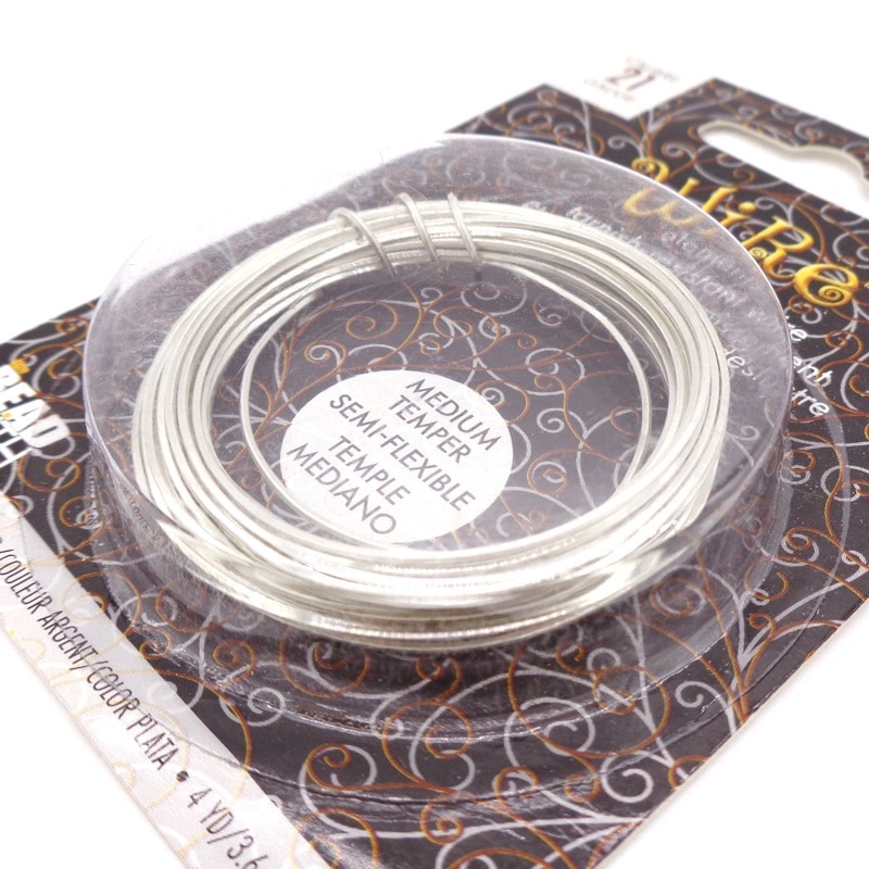 ターニッシュワイヤー(角線) シルバー色 21ゲージ 4ヤード(約3.6m) 1巻(ご注文単位1巻)【直送品】