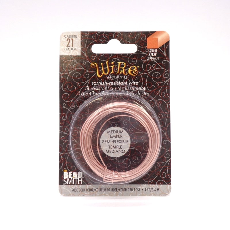 ターニッシュワイヤー(角線) ローズゴールド色 21ゲージ 4ヤード(約3.6m) 1巻（ご注文単位1巻）【直送品】