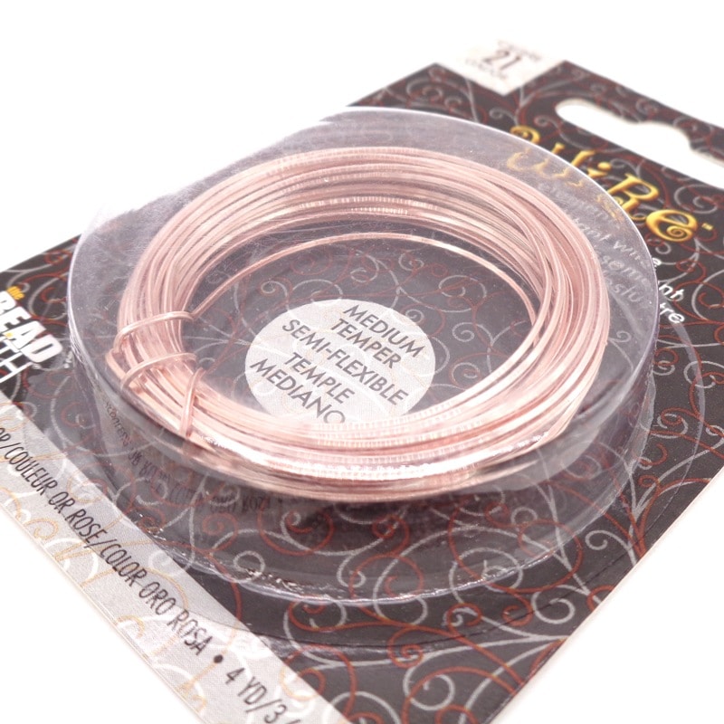 ターニッシュワイヤー(角線) ローズゴールド色 21ゲージ 4ヤード(約3.6m) 1巻(ご注文単位1巻)【直送品】