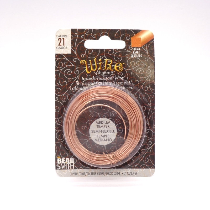 ターニッシュワイヤー(角線) カッパー(銅色) 21ゲージ 7ヤード(約6.4m) 1巻（ご注文単位1巻）【直送品】
