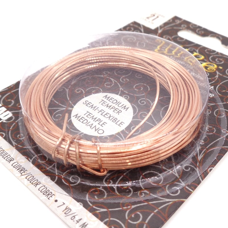 ターニッシュワイヤー(角線) カッパー(銅色) 21ゲージ 7ヤード(約6.4m) 1巻(ご注文単位1巻)【直送品】