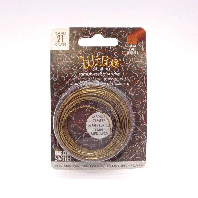 ターニッシュワイヤー(角線) ヴィンテージブロンズ(金古美) 21ゲージ 7ヤード(約6.4m) 1巻（ご注文単位1巻）【直送品】