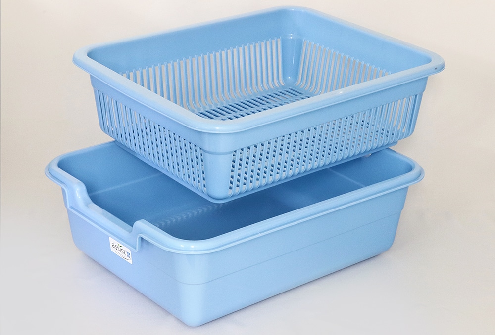 新輝合成 水切りカゴ No.1 475×375×155Hmm ブルー 1個 (ご注文単位1個)【直送品】