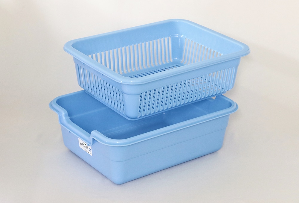 新輝合成 水切りカゴ No.3 370×285×130Hmm ブルー 1個 (ご注文単位1個)【直送品】