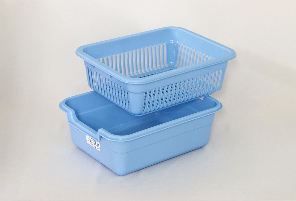 新輝合成 水切りカゴ No.4 320×250×115Hmm ブルー 1個 (ご注文単位1個)【直送品】