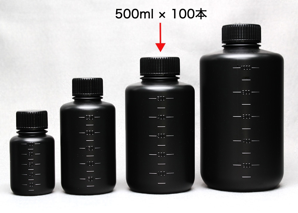 JK-ボトル細口 遮光(黒) 500mL (100本入) 1箱 (ご注文単位1箱)【直送品】