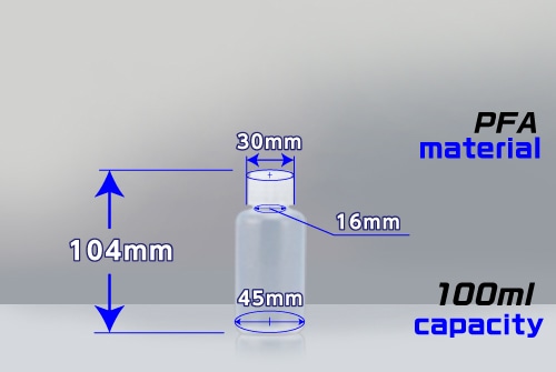 PFAボトル 細口 100mL 中栓なし 1本 (ご注文単位1本)【直送品】