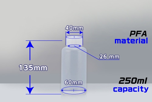 PFAボトル 細口 250mL 中栓なし 1本 (ご注文単位1本)【直送品】