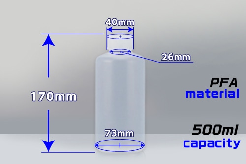 PFAボトル 細口 500mL 中栓なし 1本 (ご注文単位1本)【直送品】