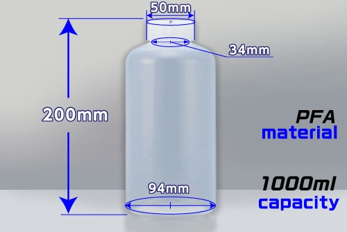 PFAボトル 細口 1L 中栓なし 1本 (ご注文単位1本)【直送品】