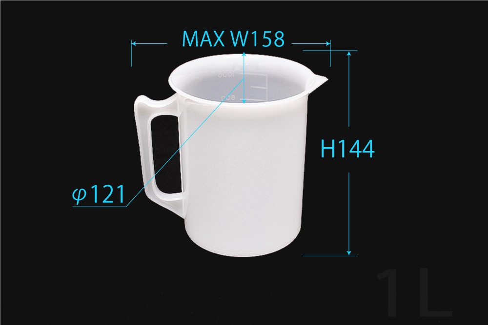 三宝 ポリエチレンビーカー 1L 片手付 目盛付 1個 (ご注文単位1個)【直送品】