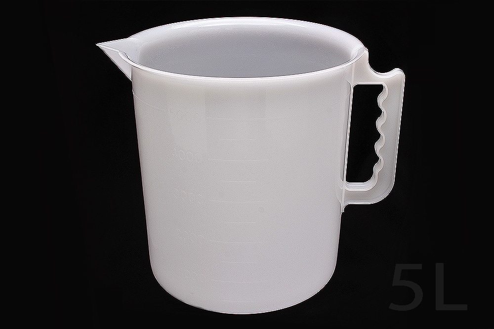 三宝 ポリエチレンビーカー 5L 片手付 目盛付 1個 (ご注文単位1個)【直送品】