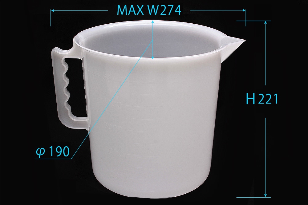 三宝 ポリエチレンビーカー 5L 片手付 目盛付 1個 (ご注文単位1個)【直送品】