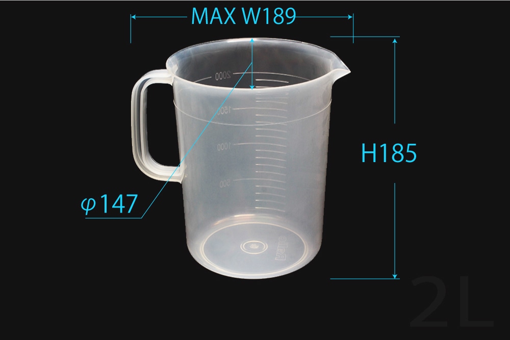 三宝 PPビーカー 2L 手付 目盛付 1個 (ご注文単位1個)【直送品】
