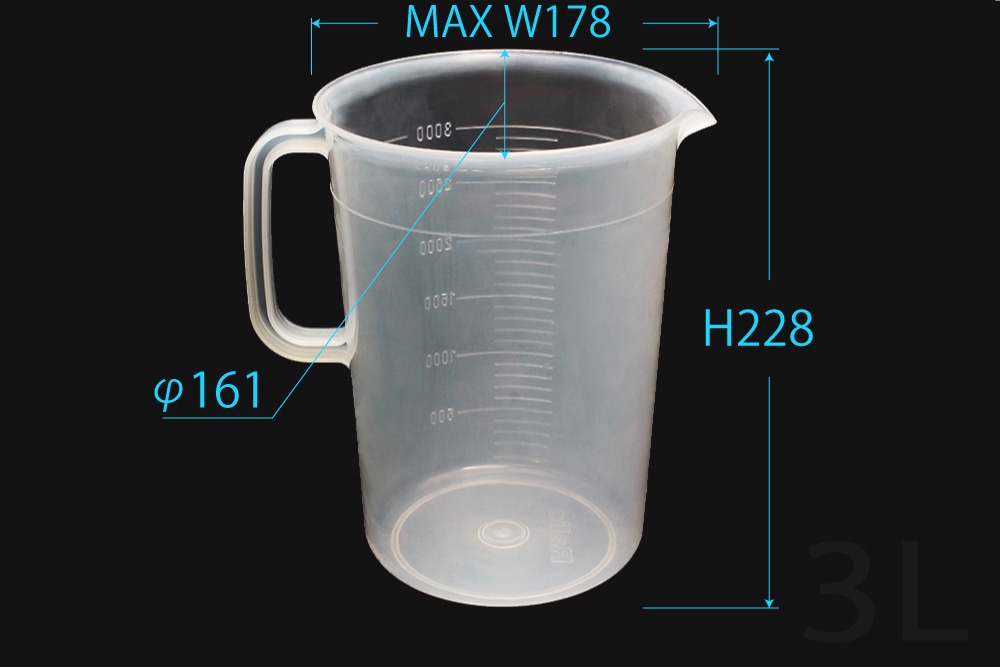 三宝 PPビーカー 3L 手付 目盛付 1個 (ご注文単位1個)【直送品】
