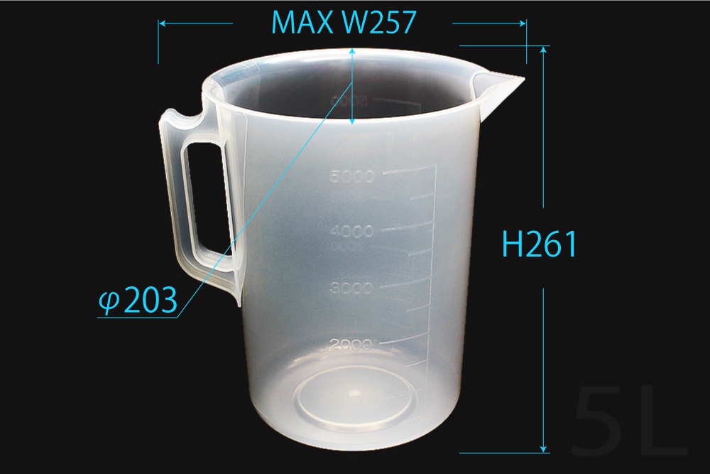 神田ゴム化学 PPビーカー 5L 手付 目盛付 1個 (ご注文単位1個)【直送品】