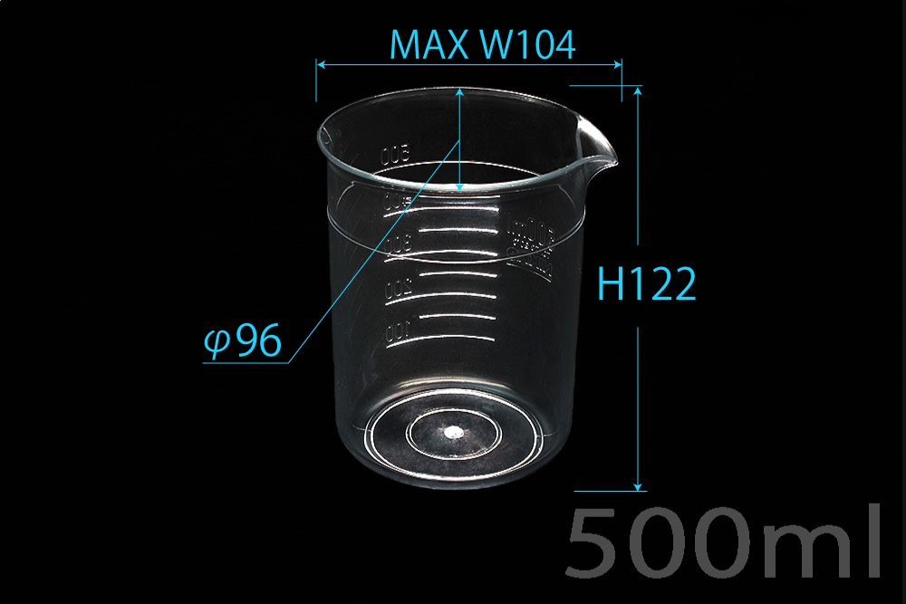 ニッコー・ハンセン TPXビーカー 500mL 手なし 目盛付 1個 (ご注文単位1個)【直送品】