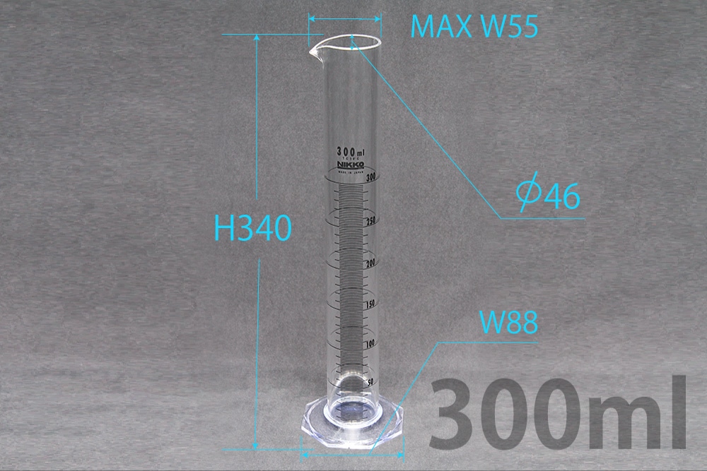 ニッコー・ハンセン PMMAケミカルメスシリンダー 300mL 1本 (ご注文単位1本)【直送品】