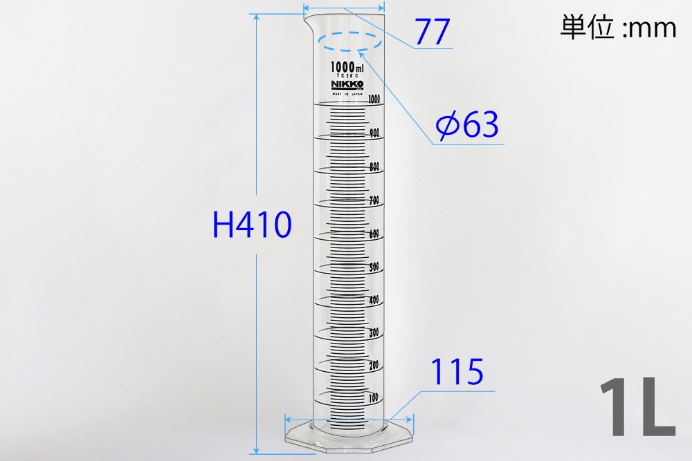 ニッコー・ハンセン PMMAケミカルメスシリンダー 1L 1本 (ご注文単位1本)【直送品】