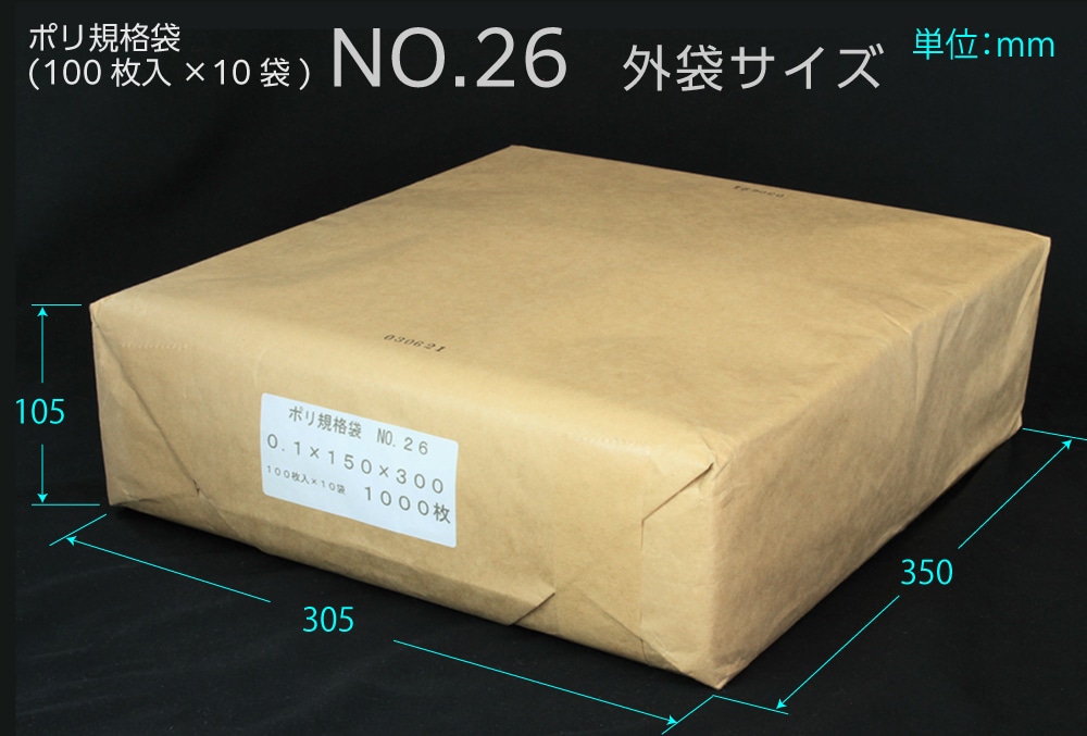 エヌプラン ポリ規格袋 #26 0.1×150×300mm (1000枚入) 1個 (ご注文単位1個)【直送品】