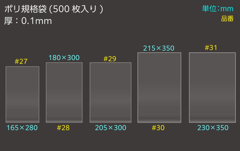エヌプラン ポリ規格袋 #27 0.1×165×280mm (500枚入) 1個 (ご注文単位1個)【直送品】