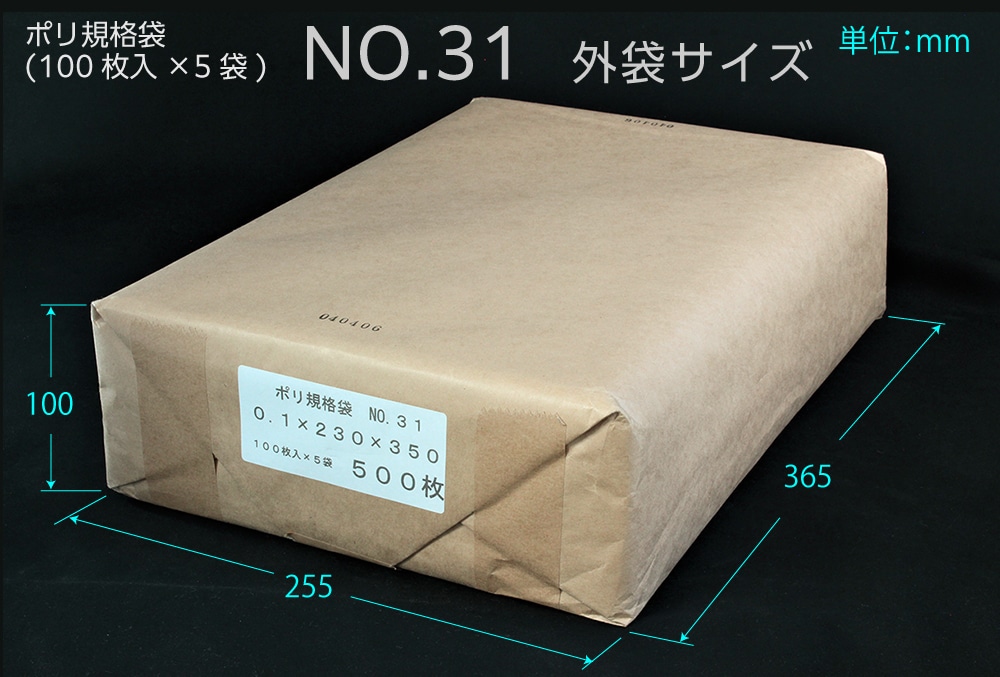 エヌプラン ポリ規格袋 #31 0.1×230×350mm (500枚入) 1個 (ご注文単位1個)【直送品】
