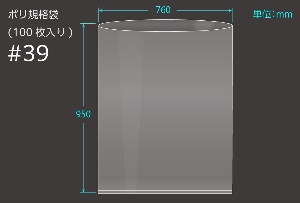 エヌプラン ポリ規格袋 #39 0.1×760×950mm (100枚入) 1個 (ご注文単位1個)【直送品】