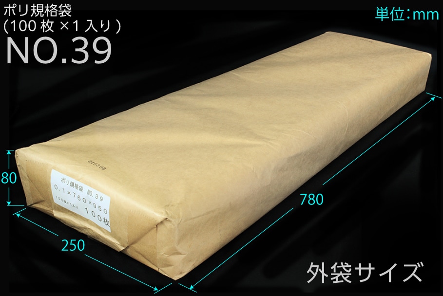 エヌプラン ポリ規格袋 #39 0.1×760×950mm (100枚入) 1個 (ご注文単位1個)【直送品】