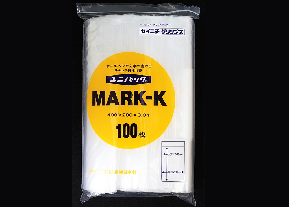 ユニパックマーク(透明) K 400×280mm 0.04mm厚（100枚入） 1個 (ご注文単位1個)【直送品】