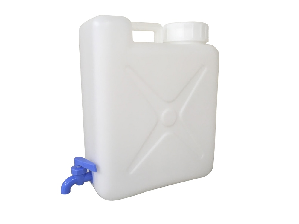 偏平広口缶 PE製 20L 下口付(内ブタ付) 1本 (ご注文単位1本)【直送品】