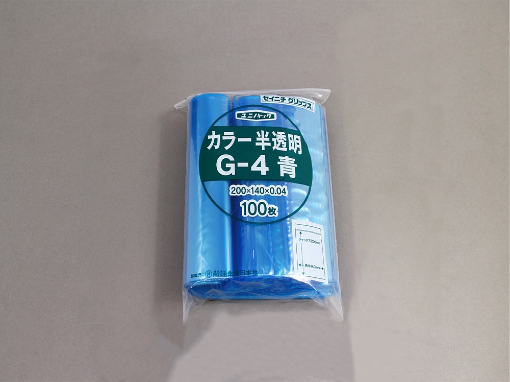 ユニパックカラー半透明 G-4 青 140×200mm×0.04mm厚 （100枚入) 1個 (ご注文単位1個)【直送品】