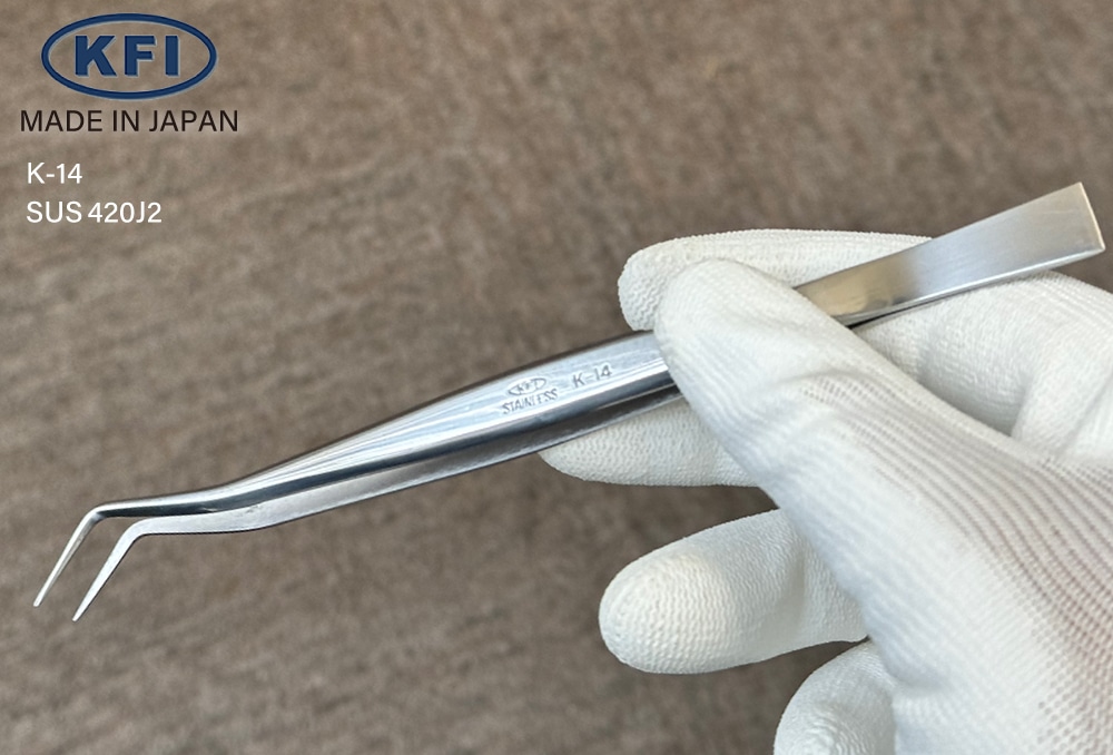 医療機器認可ピンセット 精密ピンセット K-14 SUS-420J2(140002) 1個 (ご注文単位1個)【直送品】