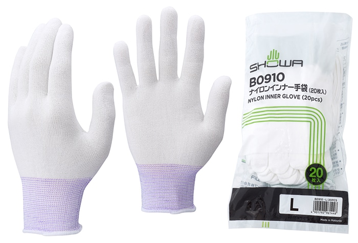 ショーワグローブ ナイロンインナー手袋 B0910 L (20枚入) 1個 (ご注文単位1個)【直送品】