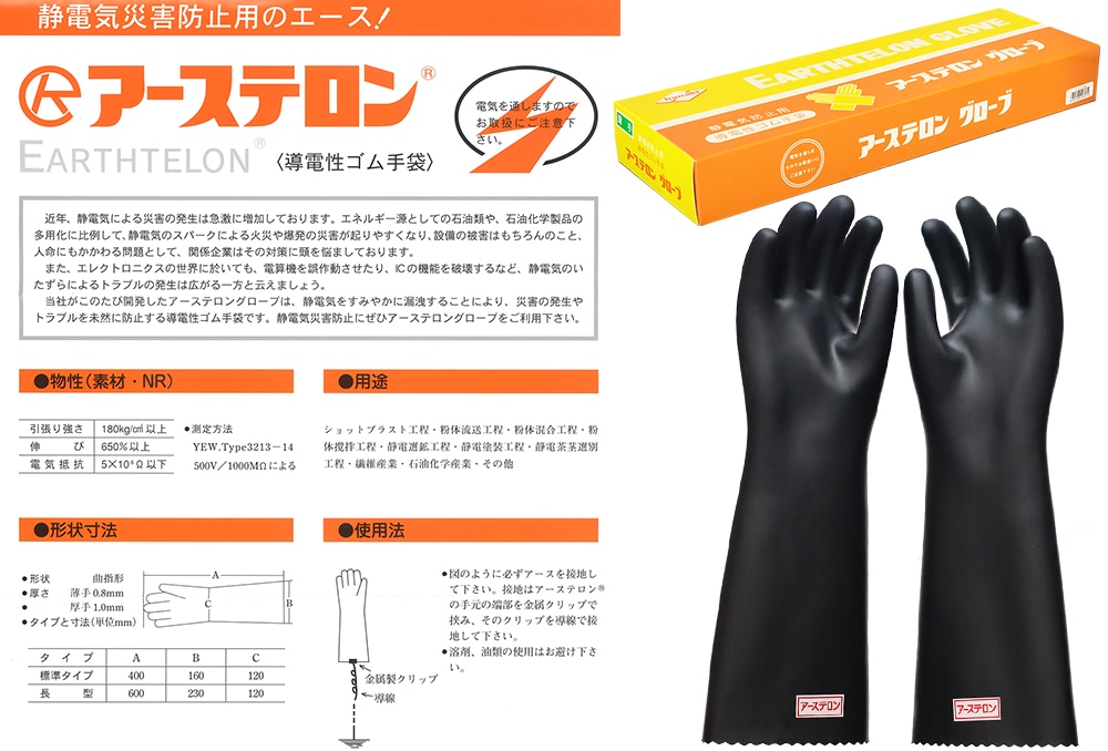 アーステロングローブ 全長400mm 【JIS T 8116適合品】 1個 (ご注文単位1個)【直送品】